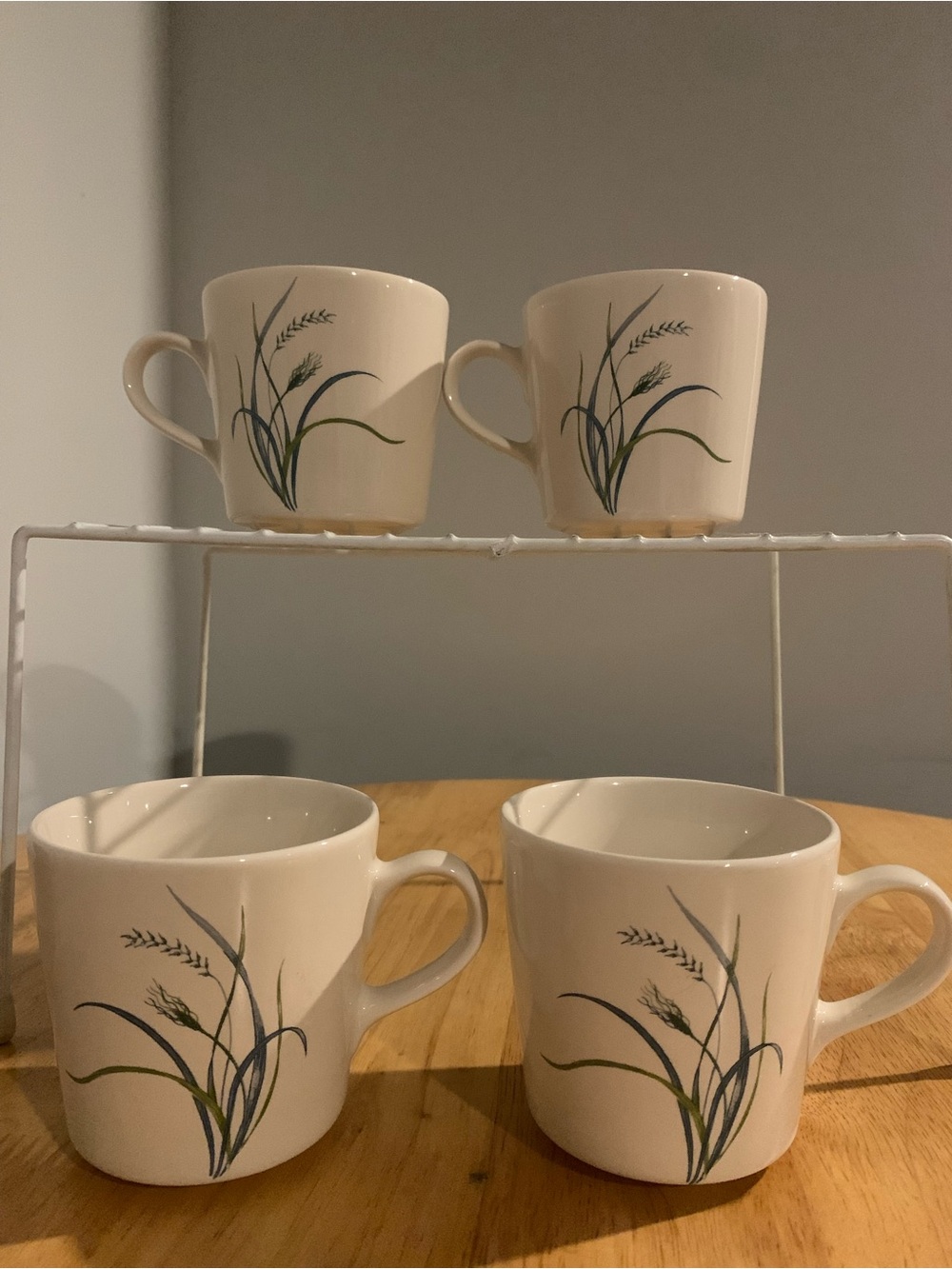 4 Corelle Blue Wheat Coastal Breeze Coffee Cups .